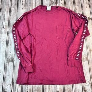 PINK by Victoria’s Secret Maroon Long Sleeve Cotton T-shirt size XS *